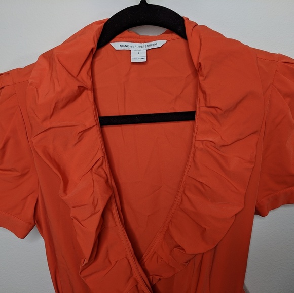 Diane von Furstenberg Bethania Wrap Dress Orange 2 - Picture 4 of 5